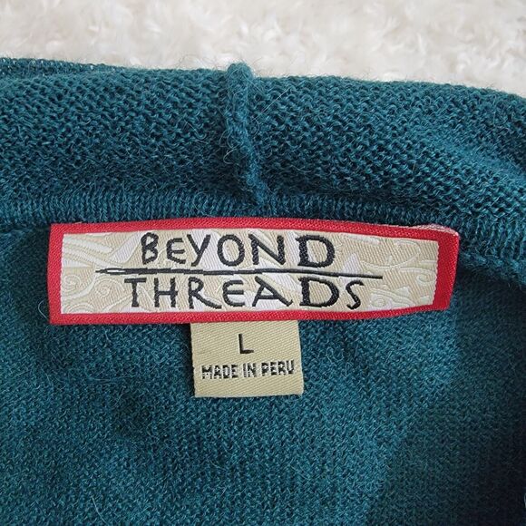 Beyond Threads NWOT 100% Baby Alpaca Fine Knit Open Cardigan Peru Green‎ Size L - Picture 2 of 14